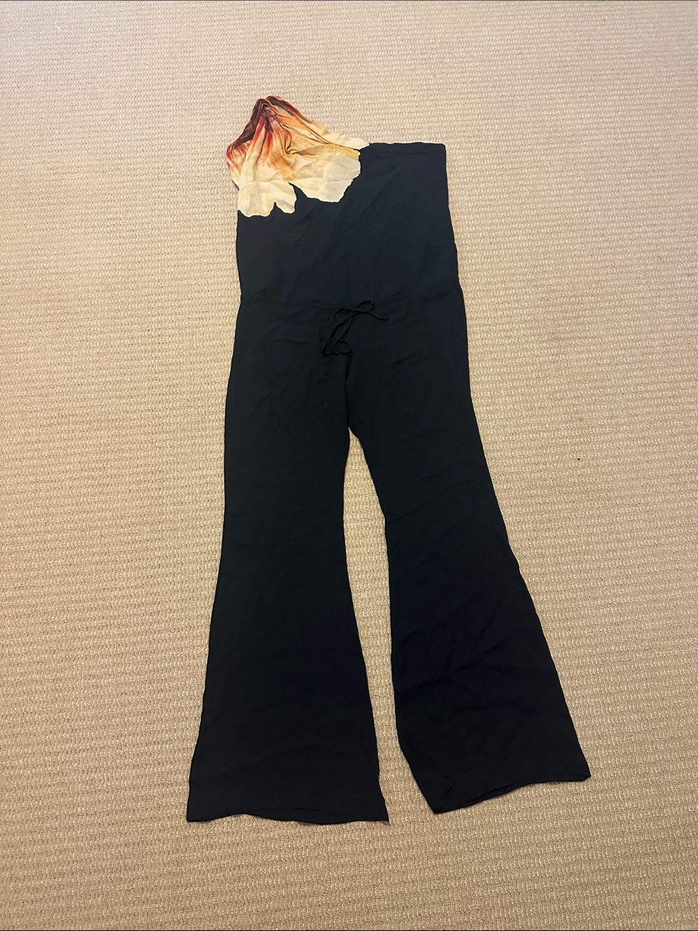 Black One-Shoulder Jumpsuit with Sunset Accent